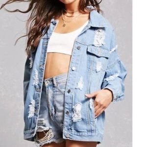Forever 21 Distresses Denim Jacket